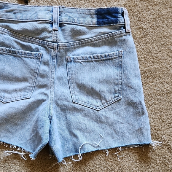 Express Light Blue Distressed Jean Shorts Button Fly High Rise Cotton Sz 2 NWT - Picture 9 of 14